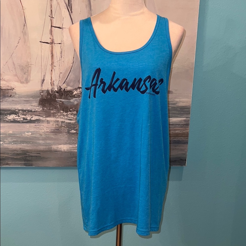 NWT Stated Apparel ARKANSAS Blue Paintbrush Tank Top, Large
